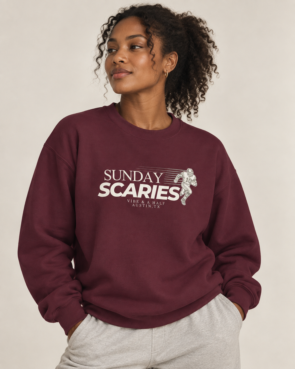 Sunday Scaries Crewneck Sweatshirt — product color: Maroon